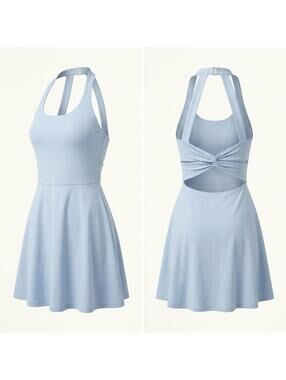 Heathyoga Womens Workout Tennis Dress Shorts Bra Athletic Golf Dress Blue Sz S